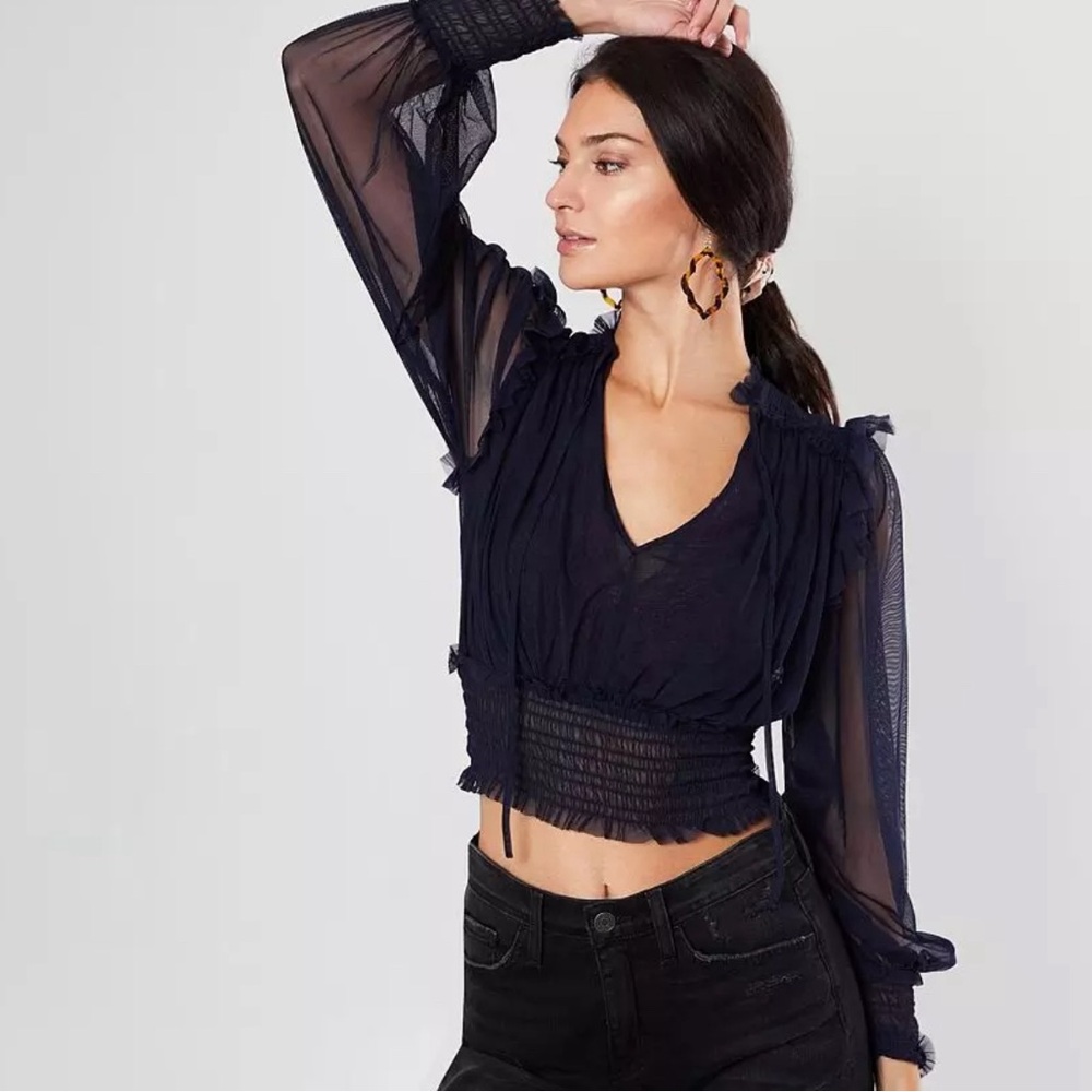 Sheer black blouse - Mango - Size S